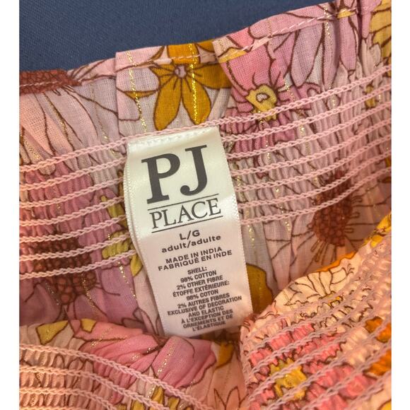 PJ Place Pink Yellow White Daisy Print Pajama Set Size L NWOT - Picture 3 of 7
